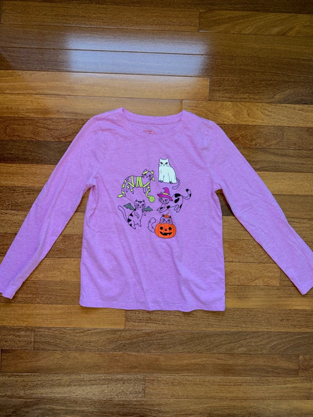 Cat & Jack Purple Long-Sleeve Halloween Cat Graphic Tee